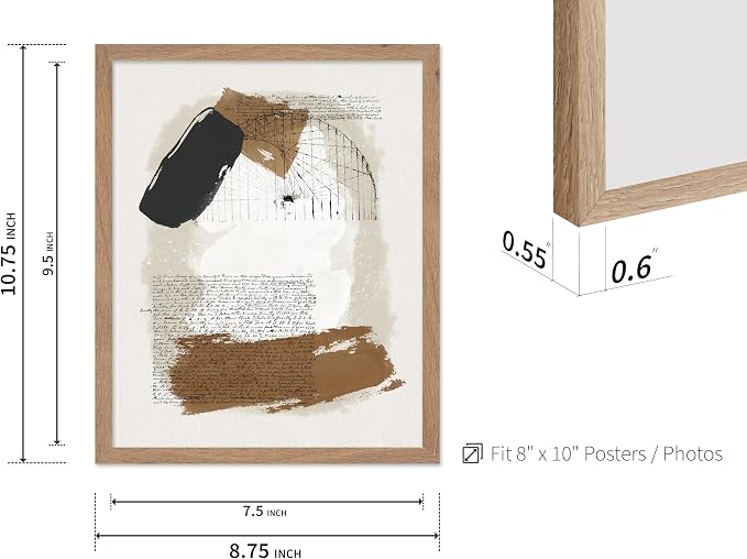 Poster Master Abstract Written Message Poster - Watercolor Print - Note Art - Chic Boho Design - Abstract Illustration - Great Bedroom or Living Room Decor - 8x10 Beige Framed