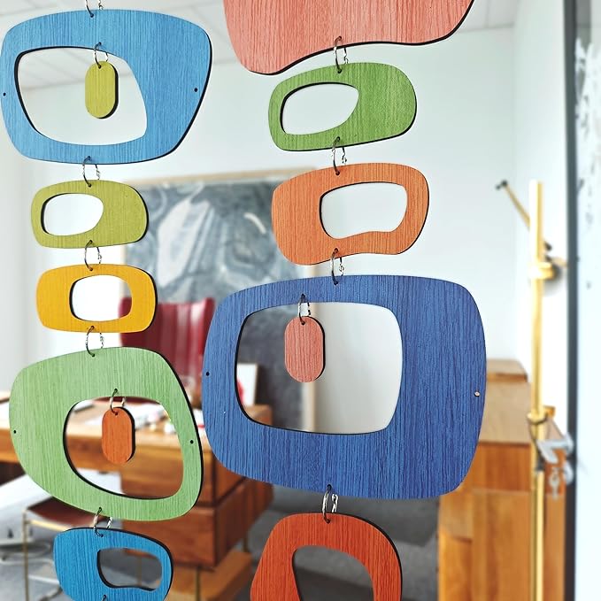 MidModArt 16PCS Retro Mid Century Modern Wall Art MCM Decor for Living Room Bedroom Kitchen Study, Colored Wood Texture 8.4"x51.3"