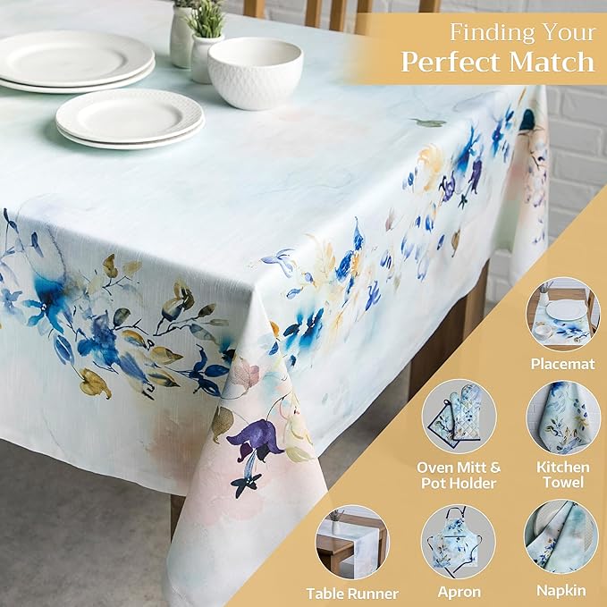 Maison d' Hermine Table Cloth Rectangle Table 100% Cotton 60 x 120 Inches Tablecloth Reusable Decorative for Dining Room Farmhouse Home Valentines Day Decorations Spring Summer - Lazy Summer Days