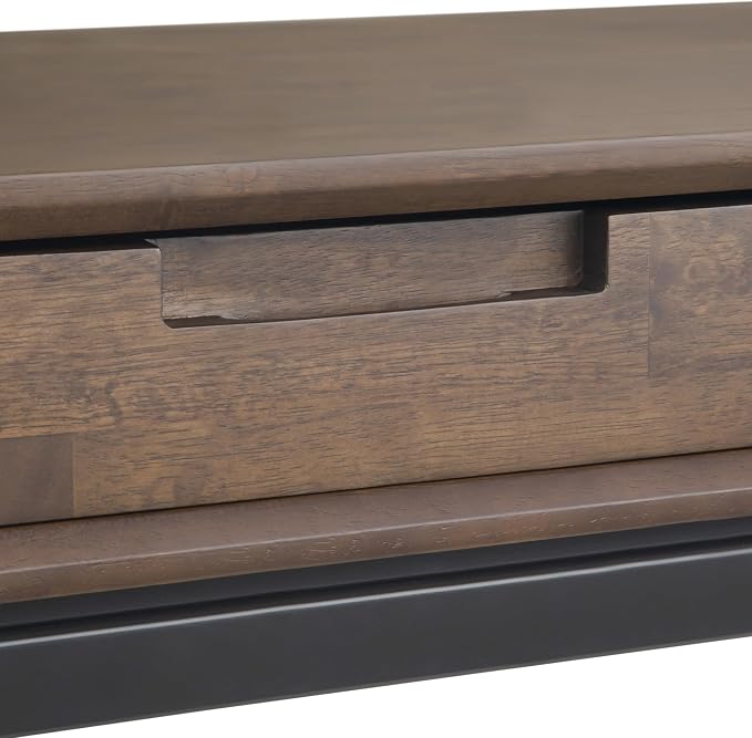 SIMPLIHOME Banting Desk - 72 Inch Wide Solid Wood and Metal Writing Desk in Walnut Brown, Modern Industrial Home Office Computer Table for Study with 2 Drawers and Flip-Down Keyboard Tray