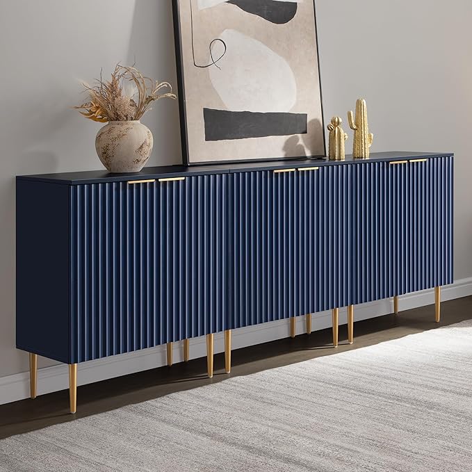 SICOTAS Sideboard Buffet Storage Cabinet - Modern Credenza Buffet Table Accent Cabinet with Doors Adjustable Shelves, Console Coffee Bar for Kitchen Entryway Living Room, Navy Blue