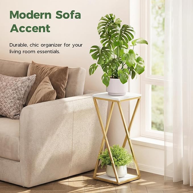 Bamworld Tall Plant Stand Indoor Corner Plant Shelf Tiered Plant Stand Wood Plant Table Heavy Duty Flower Pot Stands Metal Plant Holder for Living Room Bedroom Hallway(GOLD)