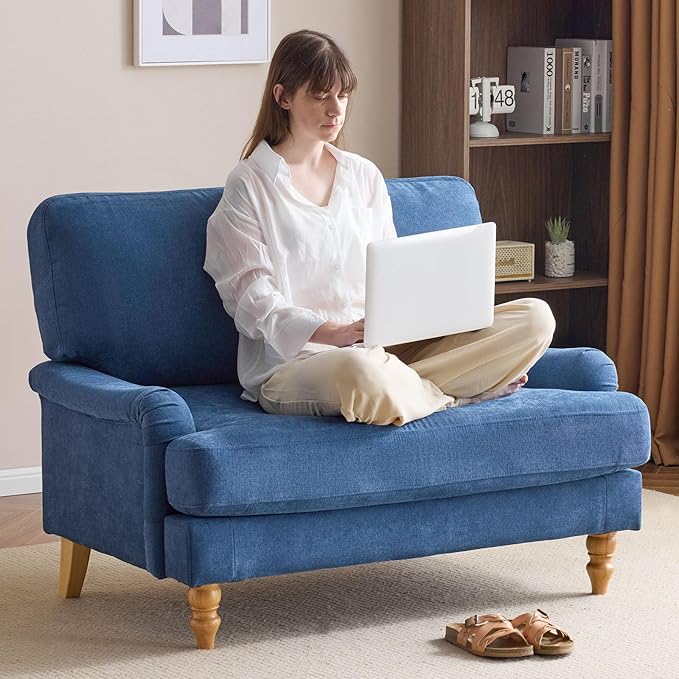 Bezseller Oversized Accent Chair Indoor, 46" W Large Upholstered Single Sofa Chair and Wood Legs, Big Comfy Armchair Leisure Lounge for Living Room, Bedroom, Apartment, Reading Room(Blue)