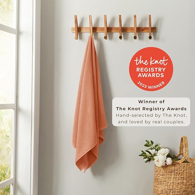 Great Bay Home 100% Cotton 12-Pack 13x13 Wash Cloth - Absorbent, Quick-Drying, Durable Face Towels for Bathroom Decor - Low-Twist, Two-Ply Fibers (Dusty Rose)