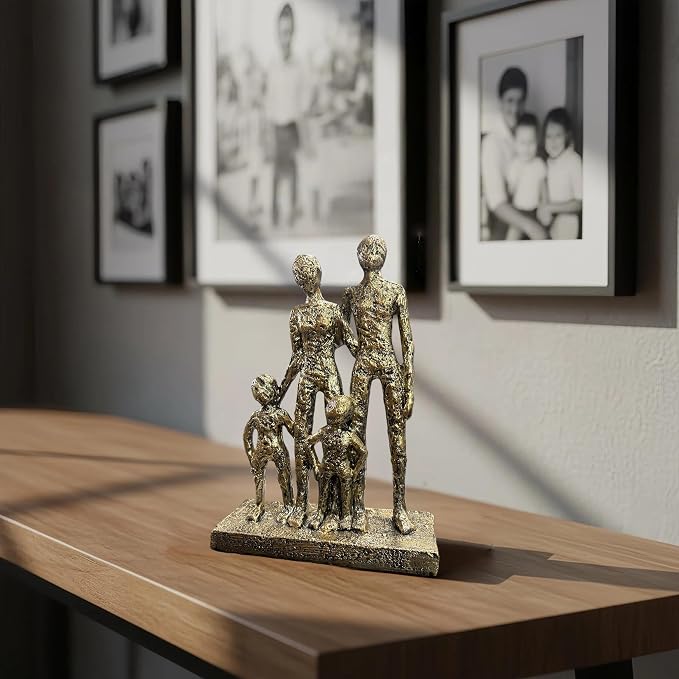 Lescafita Abstract Family Sculpture Resin Figurine – Modern, Meaningful Home Decor Statue, Family Bond Artwork for Living Room Shelf