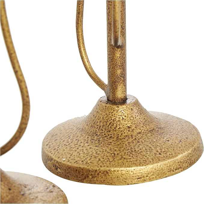 Deco 79 Metal Abstract Decorative Candle Holder Mushroom Inspired Candle Stand, Set of 2 Candlestick Holder 11", 14"H, Gold
