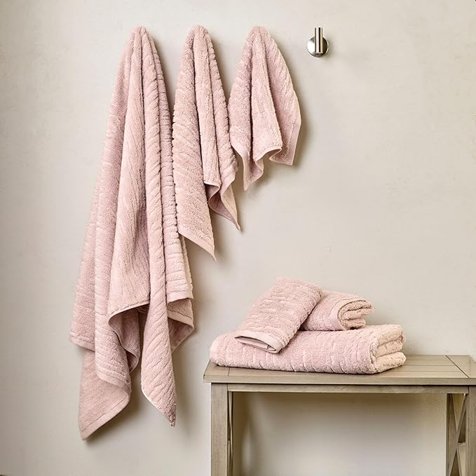 SKL Home CloudSoft 100% Cotton Luxury Bath Towel, 600 GSM, Ultra Plush & Absorbent, Blush Pink