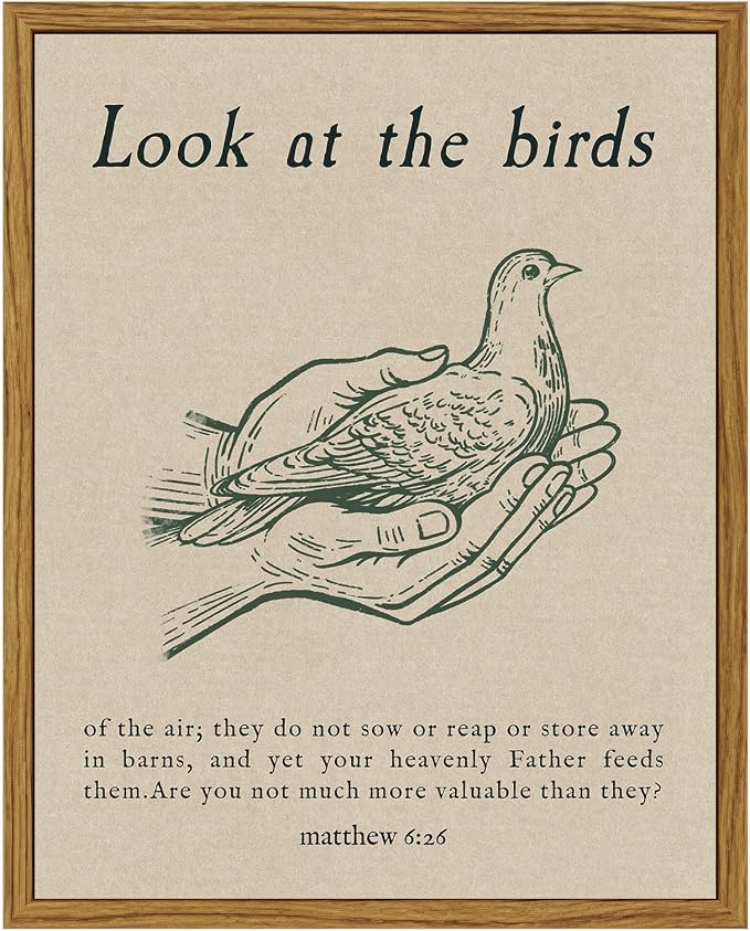 InSimSea Vintage Framed Wall Art Look at this bird Canvas Prints, Vintage Home Decor, Print Framed Painting Picture,For Living Room, Study, And Dining Room Wall Decor 10L x 8W