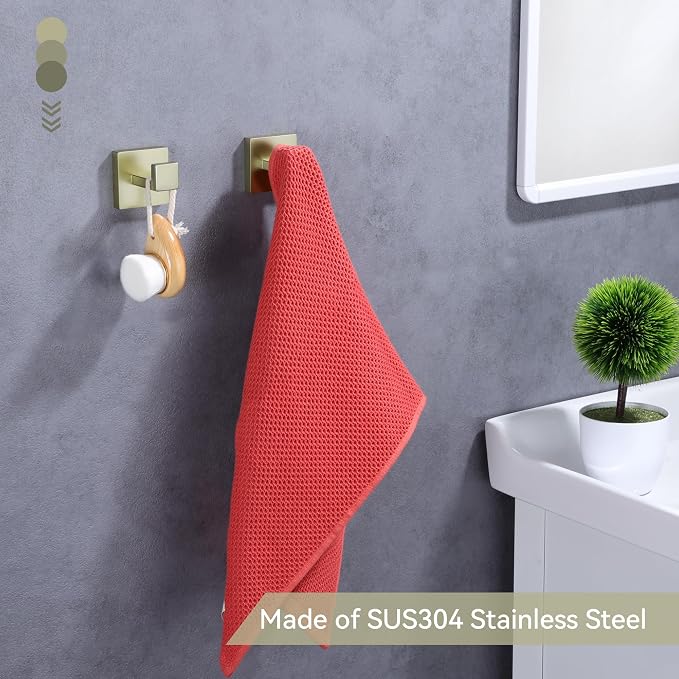LANC Gold Towel Hooks for Bathroom Wall Hooks, 2-Pack Heavy Duty Coat Hooks, Hand Towel Hangers,Robe Hooks,Wall Hooks, SUS304 Stainless Steel Wall Mounted, Brushed Gold, A8805BG-P2