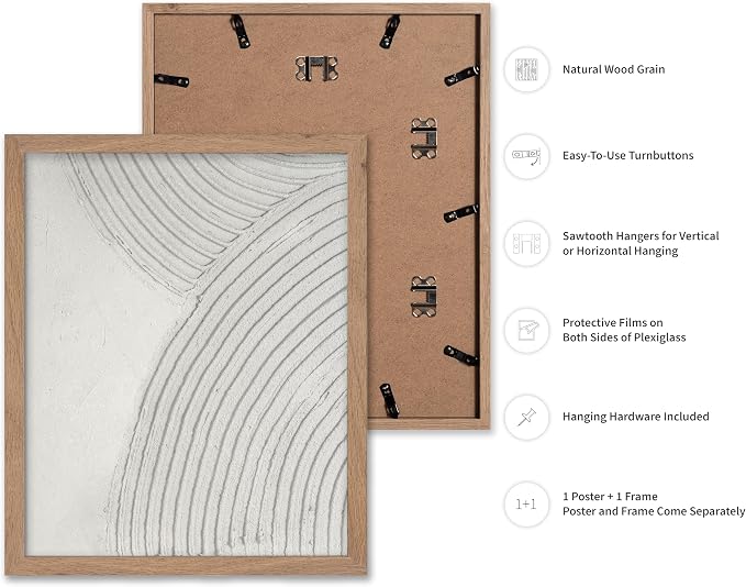 Poster Master Soft Lines Poster - Spiral Circle Print - Texture Art - Abstract Art - Mid Century Modern Art - Aesthetic Art - Acrylic Waves Art - Rustic Bedroom Wall Decor - 8x10 Beige Framed
