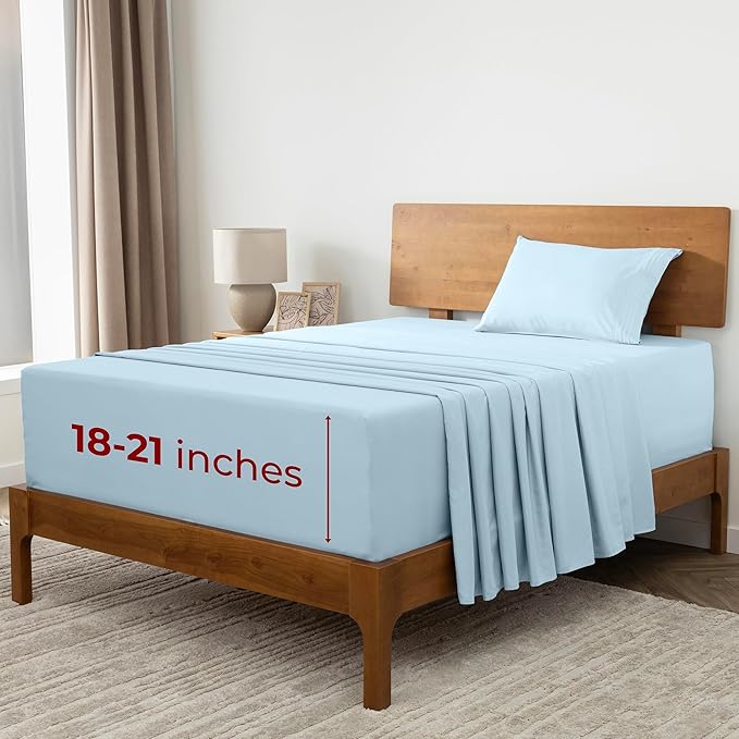 Mellanni Extra Deep Twin XL Sheets - 3 PC Iconic Collection Bedding - Hotel Luxury, Ultra Soft, Cooling Bed Sheets - Wrinkle, Fade, Stain Resistant (Twin Extra Long, Aqua)