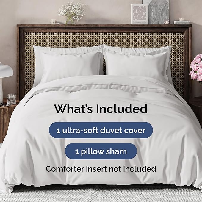 Duvet Cover Twin/Twin XL Size - Extra Soft Twin/Twin XL Size Duvet Cover - Breathable, Easy Care and Fade Free with Zipper Closures & Ties - 68" x 90" Inches - (French Grey) Comforter Not Included