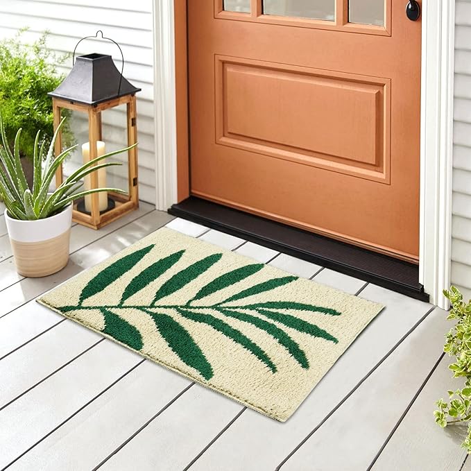 Hi Space Bathroom Rugs 24x16IN Leaves Bath Mat for Bathroom Non Slip Machine Washable Soft Mocrofiber Absorbent Cute Bath Rug Plush Carpet for Tub Shower Sink Fluffy Home Decor Accessories
