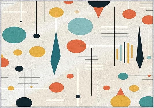 Mid Century Rugs for Living Room 4x6, Retro 50s Geometric Modern Abstract Colorful Pattern Design Area Rug, Mid Century Bedroom Decor Carpet, Non Slip, Washable (RG529)