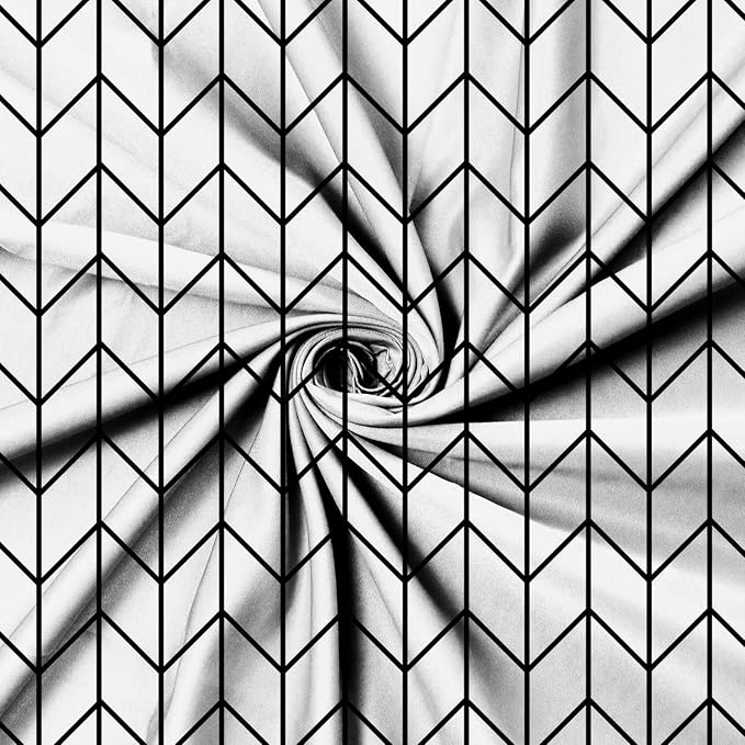 Boho Herringbone Shower Curtains Black White Zig Zag Geometric Bathroom Curtain Minimalist Abstract Polyester Shower Curtain Sets for Bathroom Extra Long 72x108 in with 12 Hooks