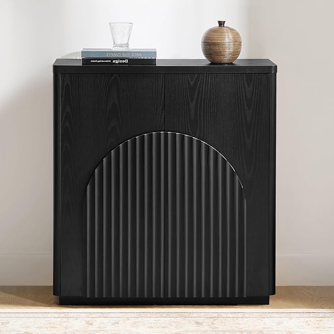 CHITA Sideboard Buffet Cabinet with Storage, Small Storage Cabinet with Doors and Shelves for Living Room Accent, Bar, Kitchen, Black