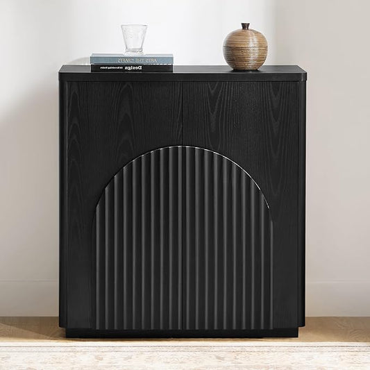 CHITA Sideboard Buffet Cabinet with Storage, Small Storage Cabinet with Doors and Shelves for Living Room Accent, Bar, Kitchen, Black