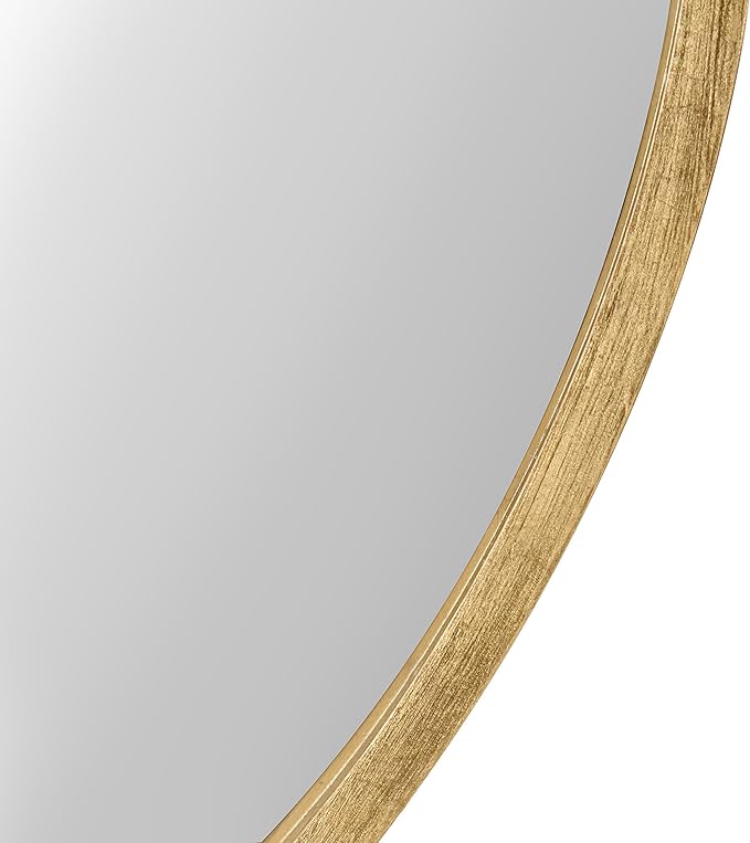 Kate and Laurel Travis Round Wood Wall Mirror, 25.6" Diameter, Gold, Modern Glam Wall Décor Accent