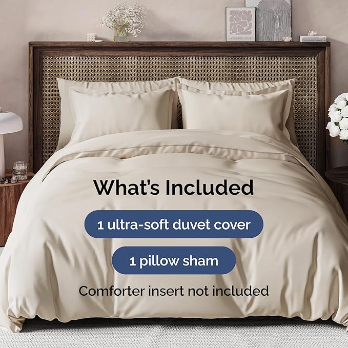 Duvet Cover Twin/Twin XL Size - Extra Soft Twin/Twin XL Size Duvet Cover - Lightweight & Breathable & Fade Free with Zipper Closures and Ties - 68" x 90" Inches - (Wheat) Comforter Not Included