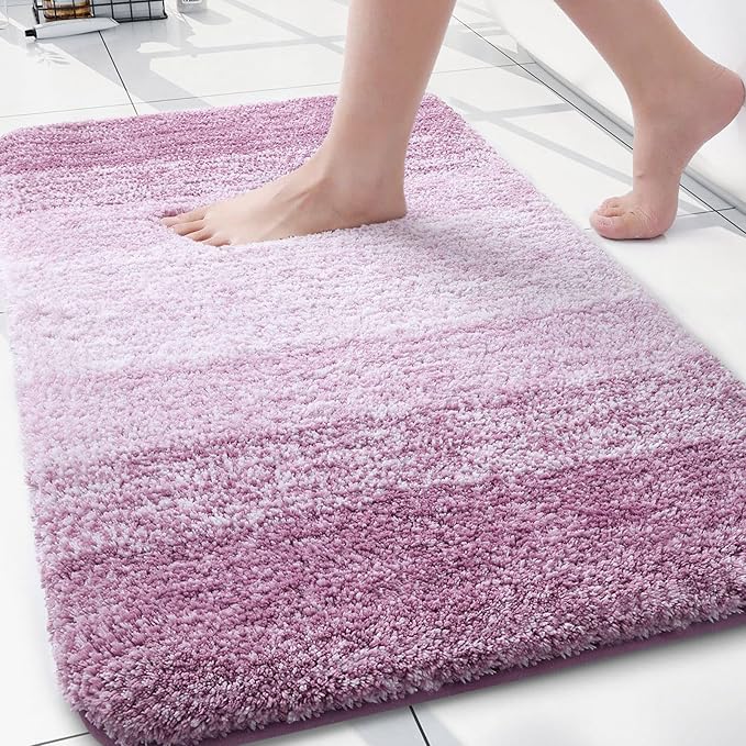 Arotive Microfiber Bathroom Rugs, Shaggy Soft and Absorbent Bath Rug, Non-Slip, Thick Plush Machine Washable Dry Bath Mats for Bathroom, Tub and Shower, 30x20, Purple, Rectangular