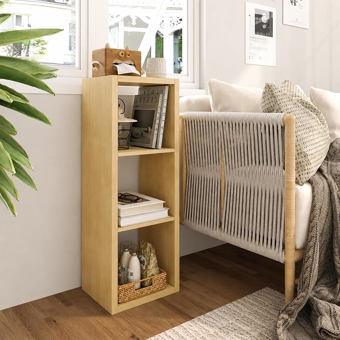 Endearing Limons【2026 Wooden Thick Border】 3 Cube Shelf Storage Organizer with Anti-Tipping Kits + Reversible Open Back Bookcase (11 x 11 Unit Cell Oak)