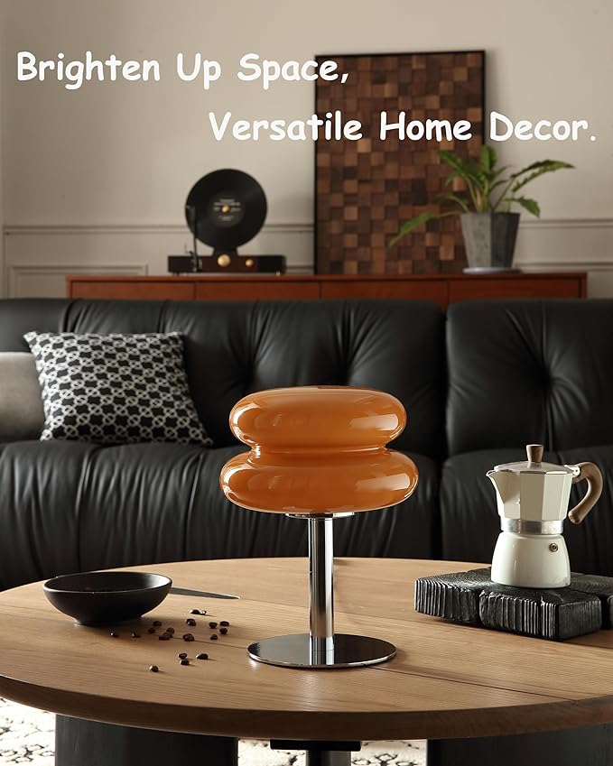 Mushroom Lamp for Bedroom,Mid Century Modern Lamp for Nightstand, Dimmable Retro Egg Tart Bedside Small Lamps,Home Mushroom Decor Aesthetic Cute Table Lamps for Living Room (Copper)