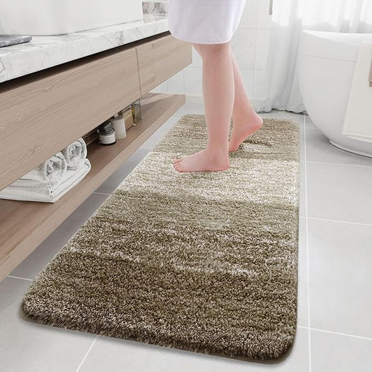 Arotive Microfiber Bathroom Rugs, Shaggy Soft and Absorbent Bath Rug, Non-Slip, Thick Plush Machine Washable Dry Bath Mats for Bathroom, Tub and Shower, 70x24, Coffee, Rectangular