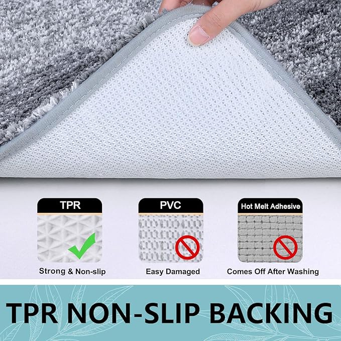 Arotive Microfiber Bathroom Rugs, Shaggy Soft and Absorbent Bath Rug, Non-Slip, Thick Plush Machine Washable Dry Bath Mats for Bathroom, Tub and Shower, 45x27, Grey, Rectangular