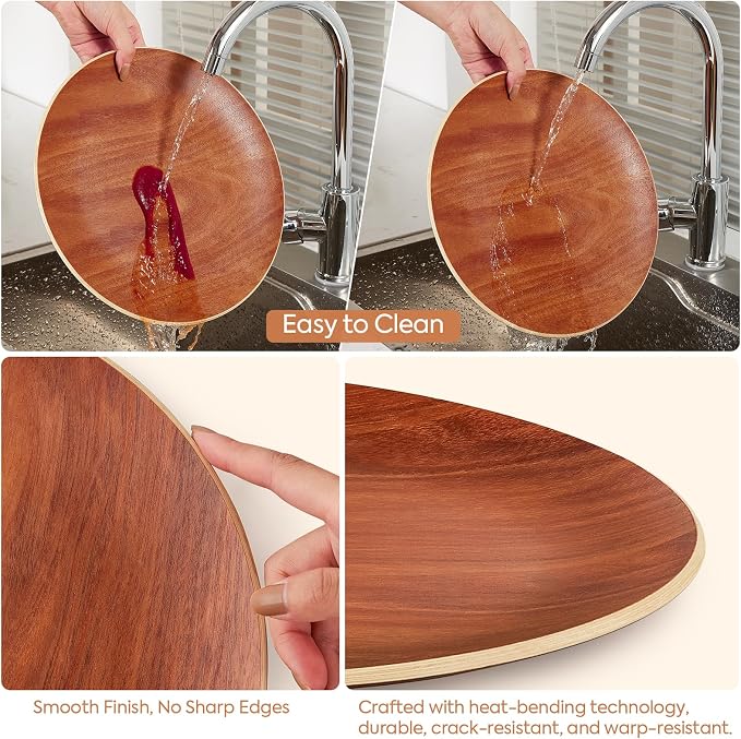 Yangbaga Acacia Wood Serving Tray,Round Decorative Tray for Living Room,Modern Coffee Table Tray,Serving Platters for Home Decor,Ottoman,Bed,Kitchen,Bathroom, Breakfast,Bar