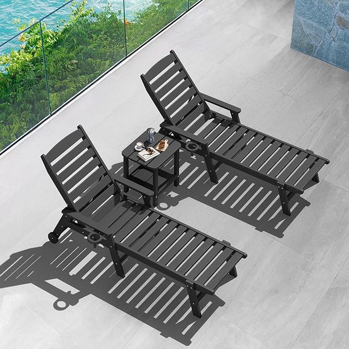 SERWALL Adirondack Table Set of 4, Outdoor Side Table- Gray