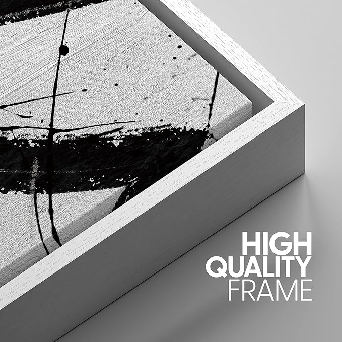 SIGNWIN Framed Canvas Print Wall Art Set Geometric Duotone Ring Landscape Graffiti & Street Art Abstract Illustrations Modern Art Decorative Nordic for Living Room, Bedroom, Office - 24"x36"x3 White