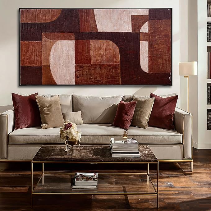 SOUGUAN Neutral Wall Art Abstract Canvas Print Brown and White Wall Decor 29"x58" Decorations for Bedroom Artwork for Living Room