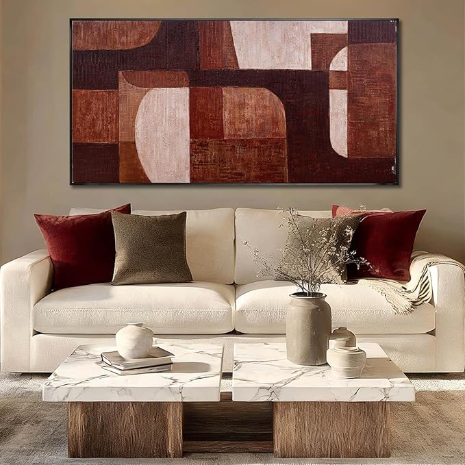 SOUGUAN Abstract Wood Wall Decor Modern Photo Prints Geometric Canvas Art 24"x48" Dining Room Pictures Wall Artwork for Bedroom Office