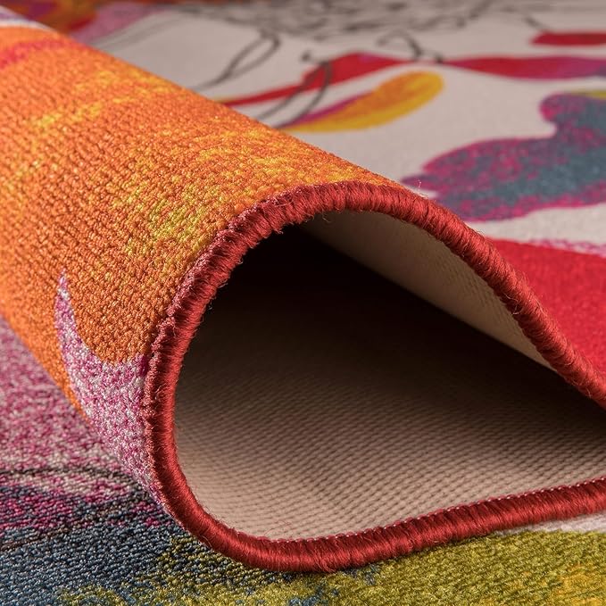 Rugshop Multi Bright Flowers Non Slip Non-Shedding Area Rug for Living Room, Dining Room and Bedroom, 6'6" x 9'