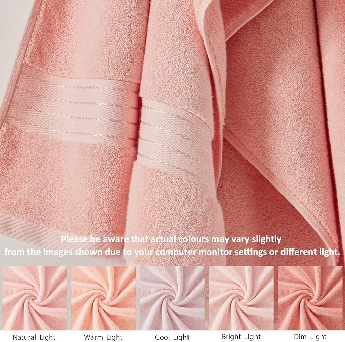 COZYART Pink Bath Towels for Bathroom 2 Pcs, 27x54 100% Cotton Bath Towel Set Super Soft Highly Absorbent Durable 650 GSM Shower Towels for Daily Use