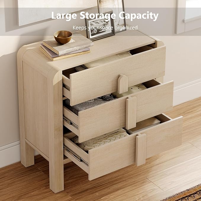 WAMPAT Large Sideboard Buffet Cabinet with Storage with 6 Drawers,Modern French 63" W Buffet Cabinet with Storage,Wood Coffee Bar Cabinets with Curved Edge Design for Kitchen Living Room,Light Oak