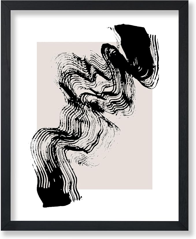 Poster Master Brush Waves Poster - Black Brush Wave Stroke Print - Abstract Design - Drawing Artwork - Mid Century Modern Art - Minimal Design - Living Room or Bedroom Wall Decor - 18x24 UNFRAMED wall decor