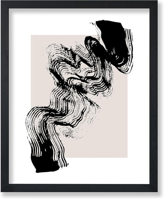 Poster Master Brush Waves Poster - Black Brush Wave Stroke Print - Abstract Design - Drawing Artwork - Mid Century Modern Art - Minimal Design - Living Room or Bedroom Wall Decor - 24x32 UNFRAMED wall decor