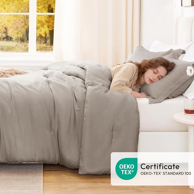 Love's cabin Burlwood Full Comforter Set, 3-Piece Prewashed Bed Set with 1 Comforter (79 x 90 in) & 2 Pillowcases, Lightweight & Breathable for All Seasons | Soft