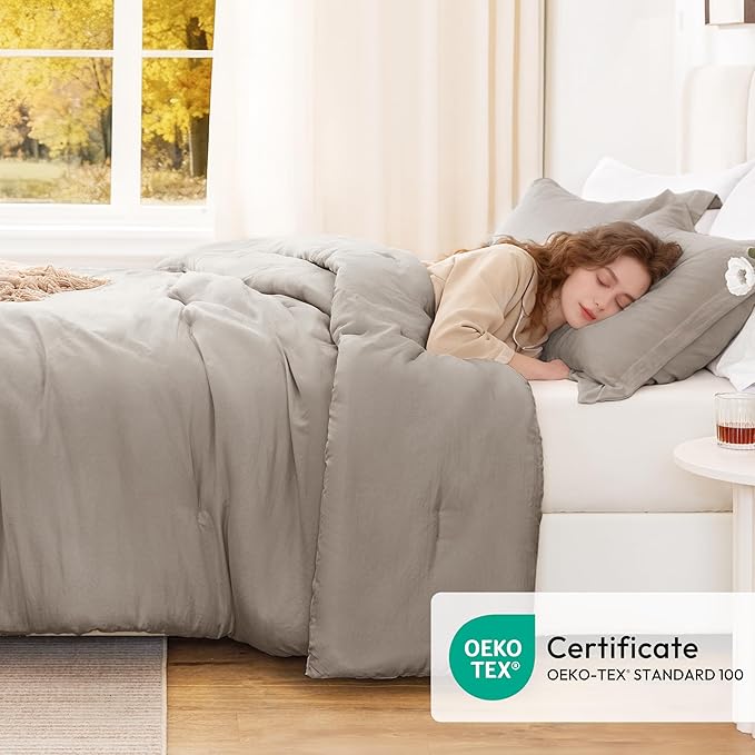Love's cabin Burlwood Queen Comforter Set, 3-Piece Prewashed Bed Set with 1 Comforter (90 x 90 in) & 2 Pillowcases, Lightweight & Breathable for All Seasons | Soft