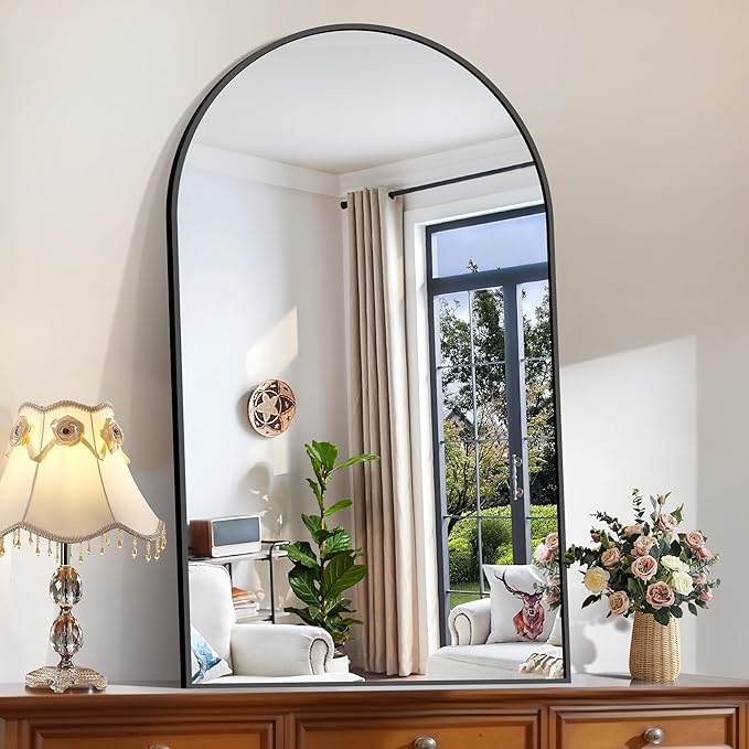 CIRCUMI Arched Wall Mirror, 30"x50" Black Arched Mirror with Tempered Glass, Metal Frame, Large Size for Bathroom, Living Room,Entryway,Over Sink, Arch Mirror for Decor,Shatterproof&Crystal-Clear