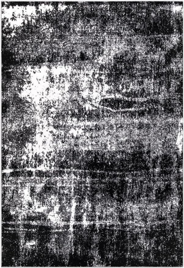Keen Home Design Area Rugs - 6x9 Non-Shedding, Abstract Rugs for Kitchen, Living Room, Bedroom, Dining Room, Entryway - Size: 5'11" x 9'2", Abstract Black