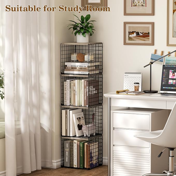 Dmevkic 2 Cube Small Bookcase,Bookshelf for Small Spaces Book Shelf,12.2 x 12.2 x 12.2, DIY Variable Stackable Cube Storage for Living Room,Office,Bedroom