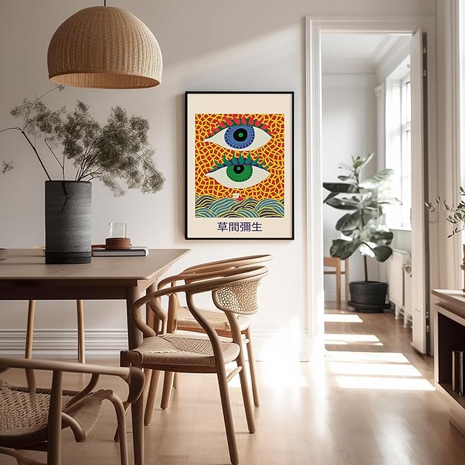 Poster Master Vintage Poster - Retro Pop Art Print - Gift for Artist, Friend - Two Eyes, Japanese, Dots, Modern, Abstract - Wall Decor for Living Room, Office, 24x32 Unframed Wall Art