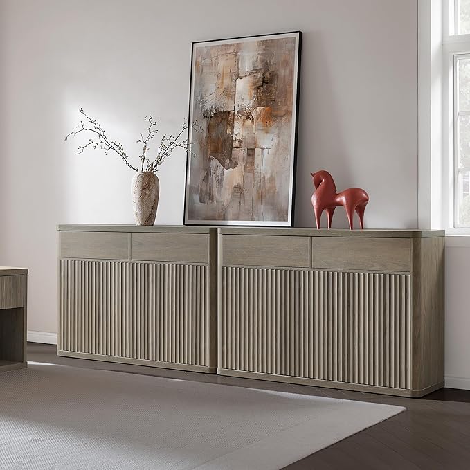 SICOTAS Buffet Cabinet with Storage - Storage Cabinet Sideboard with Doors & Shelves Accent Credenza Buffet Table with 2 Drawer Buffets & Sideboards for Living Room Dining Room Kitchen Entryway Office