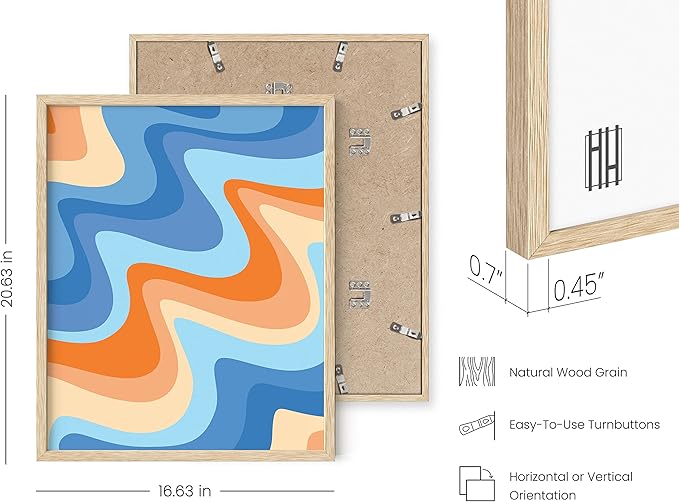HAUS AND HUES Abstract Beach Wall Art - Colorful ocean print, a tropical wall decor perfect for beach lovers, evoking a serene coastal vibe (Beige Frame, 16x20)