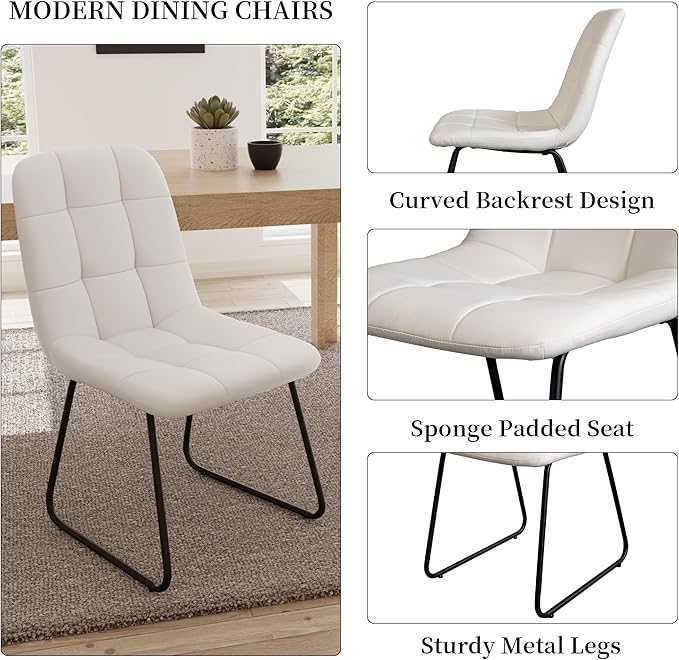 43.3 Inch Round Dining Table Set for 4, Modern Small Kitchen Coffee Set for Dining Room Kitchen Apartment (Walnut Table+4 U-Shaped White Chairs)