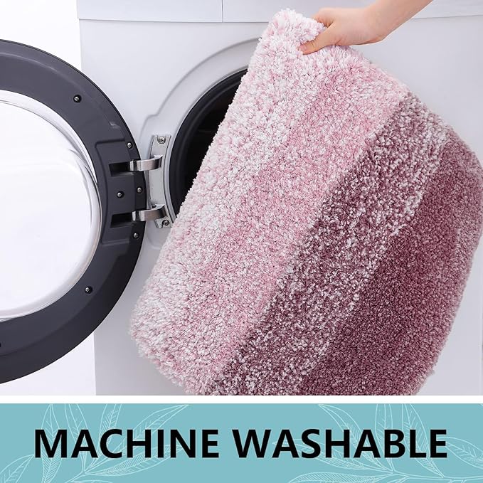 Arotive Microfiber Bathroom Rugs, Shaggy Soft and Absorbent Bath Rug, Non-Slip, Thick Plush Machine Washable Dry Bath Mats for Bathroom, Tub and Shower, 44x24, Mauve, Rectangular