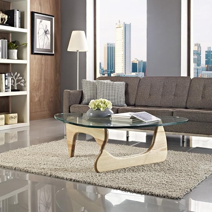 EMODERN FURNITURE eMod - Noguchi Triangle Coffee Table Glass Top (Natural)