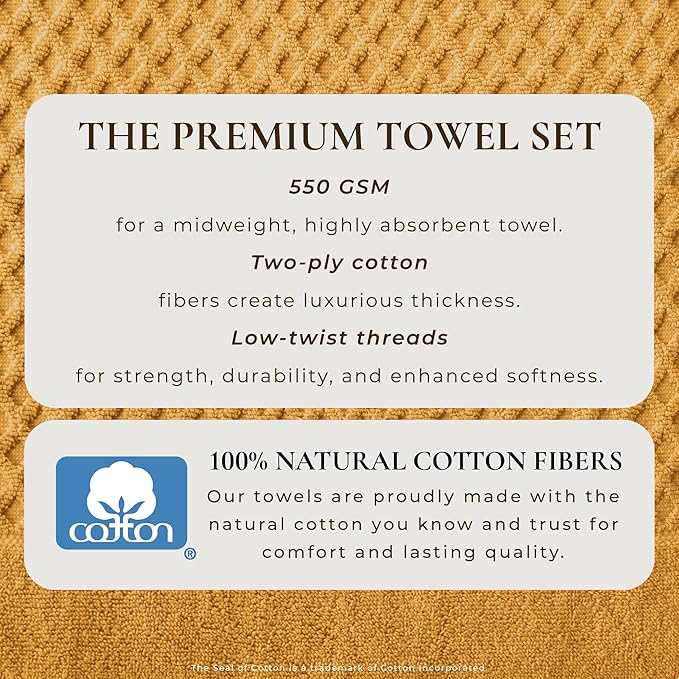 Great Bay Home Bath Towels - 100% Cotton 4 Pack 54x27 Bath Towel Set - Absorbent, Durable, Quick-Dry Towels for Bathroom (Marigold)